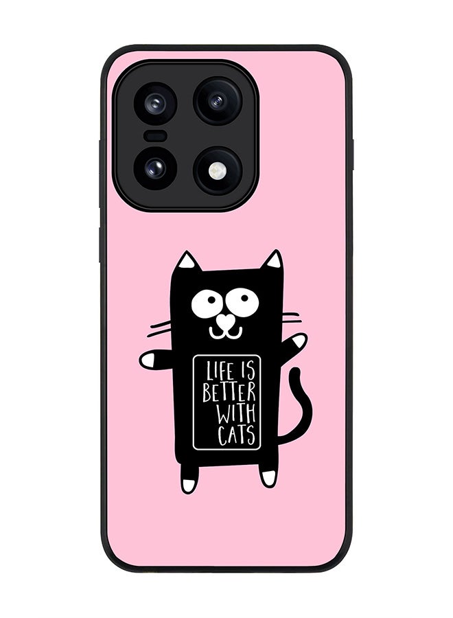 For OnePlus 15 Case,Slim fit Camera Protection, Shockproof Thin Phone cover  - Life is better with cats
